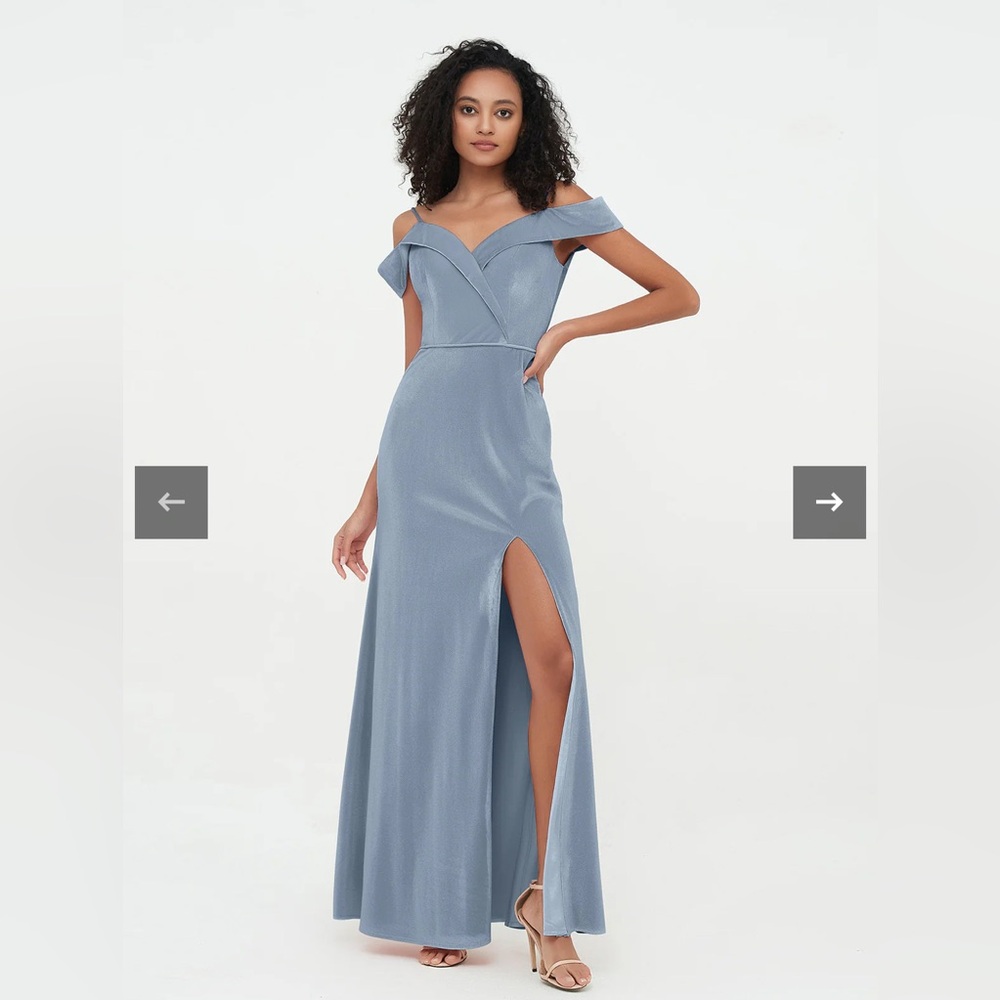 NWT babaroni dress. Velvet. Dusty Blue. US 8